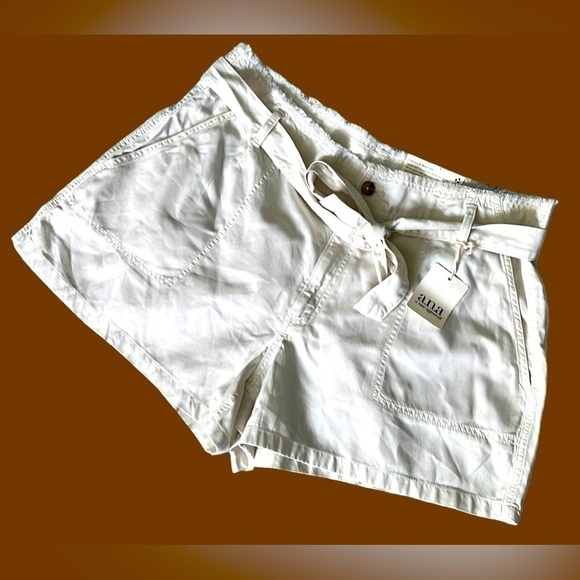 A.N.A. A New Approach Cement Color High Waist Shorts w/ Tie Belt, Size 18, NWT. - Picture 1 of 7